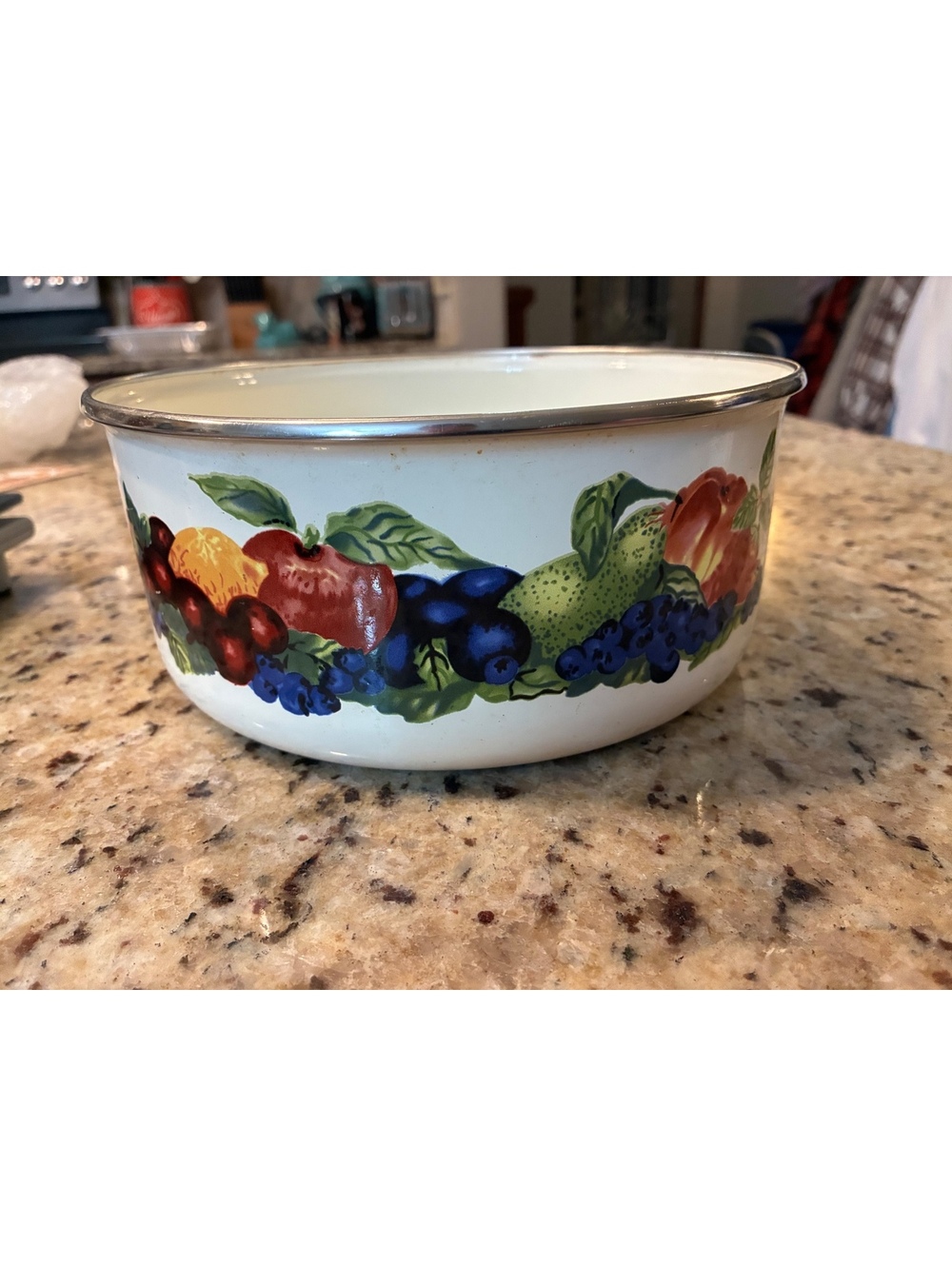 Vintage Lincoware Orchard Royale Enamelware Pot Bowl Fruit Farmhouse Decor
